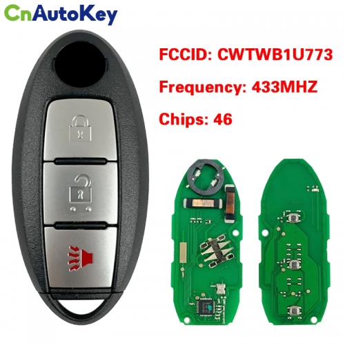 CN027049 2009 - 2010 Nissan Cube Smart Prox Key - 3B 433MHZ PCF7952 CWTWB1U773 CWTWB1U825