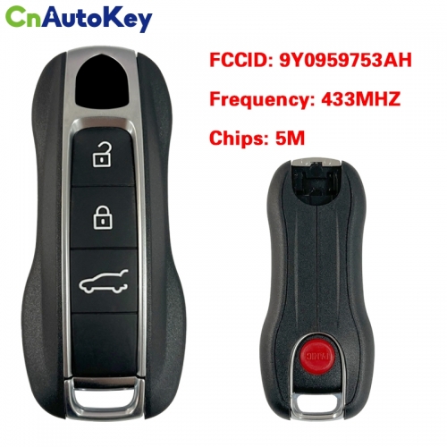 CN005033 OEM 3+1 Buttons  Auto Smart Remote Car Key For Porsche Remote/ Frequency : 433MHZ / FCC ID: 9Y0959753AH / 5M Chips / Keyless GO