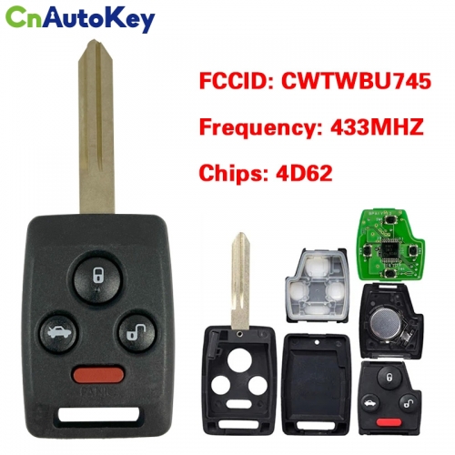 CN034016  433MHz 4D62 Chip FCC ID: CWTWBU745 Replacement Remote Car Key Fob for Subaru L-egacy Outback B9 Tribeca 2006-2009