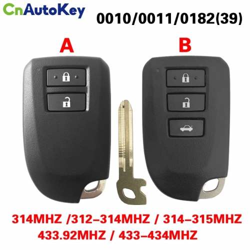 CN007327  New Aftermarket For Toyota YARIS L YARIS VIOS 2/3 Button 0010/0011/0182 Model 315/433/434mhz 8A Chip
