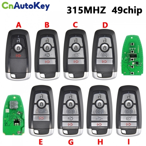 CN018125 2013-2020 Ford Mustang Lincoln / 5-Button Smart Key 315MHZ