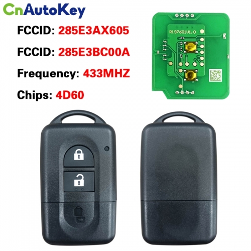 CN027023 Key for Nissan Frequency 433 MHz Transponder 4D60 Part No 285E3AX605 / 285E3BC00A