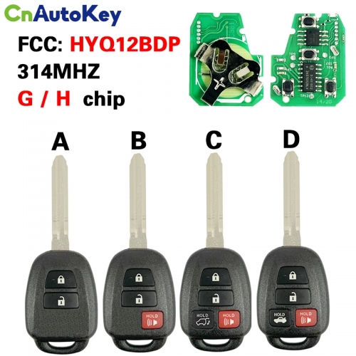 CN007192 3 Buttons Remote Control Car Key Fob 314MHz H Chip G Chip For Toyota RAV4 Tacoma For Scion XB Modified HYQ12BDP TOY43
