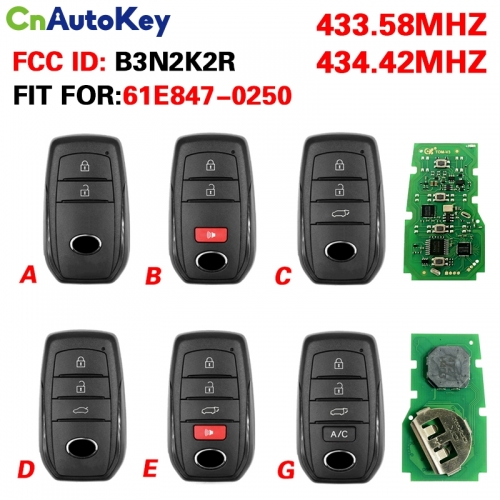 CN007334 Toyota Land Cruiser 2022 2023 Smart Key 2/2+1/3/3+1 Button 433.58/434.42MHZ FSK P4::00 00 BA BA 8A-BA FCC:B3N2K2R 8990H-60540/8990H-30220/8