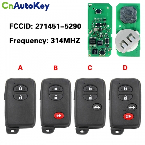 CN007077 For Toyota Rav4, Highlander, Land Cruiser 2007+ Smart Key, 3Buttons, HYQ14ACX P1 D4 4D-67 Chip, 314MHz 89904-48100 Keyless Gonumber 271451-52