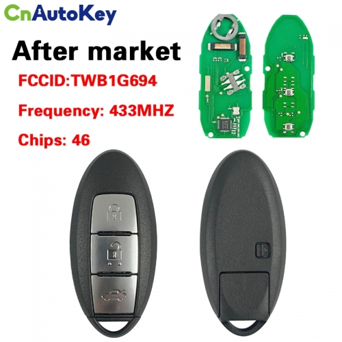 CN027045 3 Button For Nissan MICRA Juke Cube Leaf Smart Key 434MHZ 46 CHIP (HITAG2) PCF7952 TWB1G694