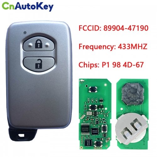 CN007169 For Toyota Prius Land Cruiser Prado 2010+ 2009+ Smart Key, 2Buttons, B74EA P1 98 4D-67 Chip, 433MHz F433 89904-47190 Keyless Go