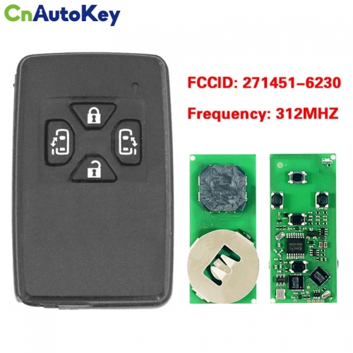 CN007256 Toyota Smart Key 4 Buttons Slider Door 312MHz PCB 271451-6230 Black Cover