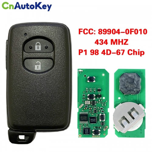 CN007195 2 Buttons Black 433MHz FSK F433 Board ID74-WD04 Smart Remote Key For Toyota Corolla 89904-0F010 B75EA
