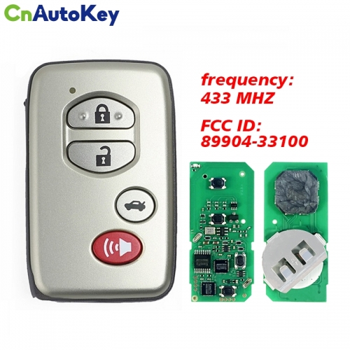 CN007201 For Toyota Aurion 2007+ Smart Key, 4Buttons, 14AAC B53EA A433 P1 D4 4D-67, 433MHz Gray 89904-33100 Keyless Go