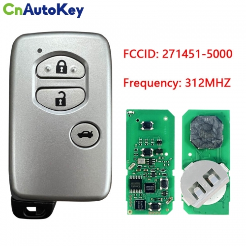 CN007215 3 Button Aftermarket Smart Toyota Key Crown 2009-2013 312FSK PCB Board Number 271451 - 5000 271451-5290