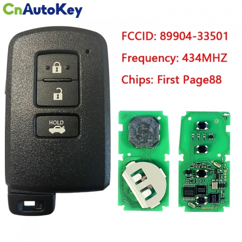 CN007160 For Smart Key for Toyota Auris Rav 4 3Buttons 434MHz First Page88 Model BA9EQ Part No 89904-33501 Keyless Go
