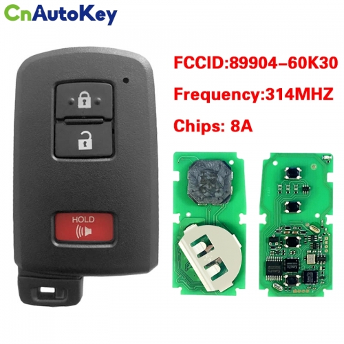 CN007085 For Toyota Land Cruiser Smart Key, 3Buttons, BH1EW P1 A8 DST-AES Chip, 433MHz 89904-60K30 Keyless Go