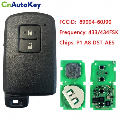 CN007163 Genuine Toyota Land Cruiser Smart Key, 2Buttons, BH1EW P1 A8 DST-AES Chip, 433MHz 89904-60J90 Keyless Go