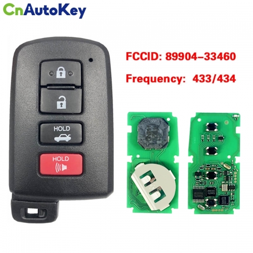 CN007086 For Toyota Camry, Avalon, Aurion Smart Key, 4Buttons, BA4EQ P1 88 DST-AES Chip, 433MHz 89904-33460 Keyless Go 61E377-0010