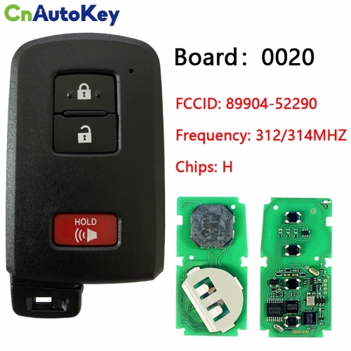CN007145 2012-2019 For Toyota Prius RAV4 3- Button Smart Key 312MHZ PN 89904-52290 HYQ14FBA (G Board 0020)