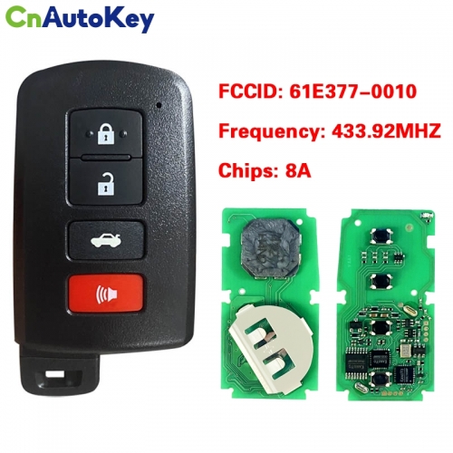 CN007088 Toyota smart card 3+1buttons BA4EK 8A chip 61E377-0010 P4 88 433.92MHZ