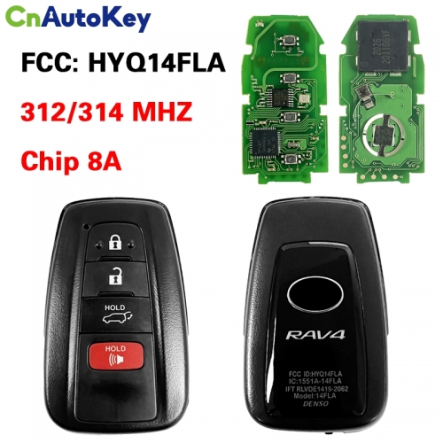 CN007183 312/314MHz 8A Chip 8990H-0R010 HYQ14FLA P1 AA Smart 3+1 4 Button Proximity Remote for Toyota RAV4 2019 2020 2021