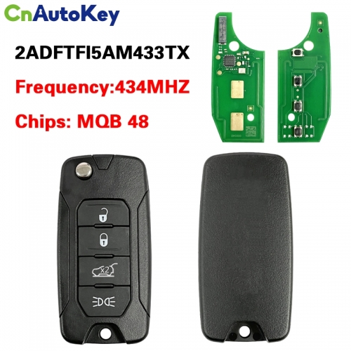 CN086024 4 buttpns Folding Remote Key fob 433MHz ID48 Megamos AES chip for Fiat 500X Jeep Renegade 2016-2018 2ADFTFI5AM433TX SIP22 blade