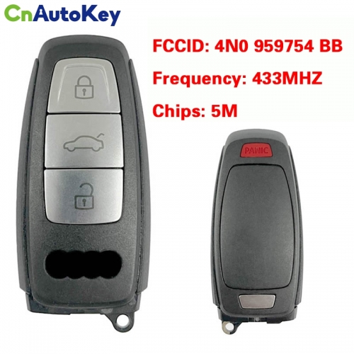 CN008215 Original 3+1 Button 433MHZ 5M Chip for Audi A8 2017-2021 Smart Key Remote Control FCC ID 4N0 959 754 BB Keyless Go
