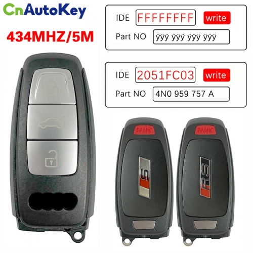 CN008197 Original 3+1 Button 434MHZ 5M Chip for Audi A8 2017-2021 Smart Key Remote Control Keyless Go 4N0 959 754 A