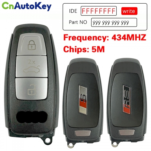 CN008198 Original 3 Button 434MHZ 5M Chip for Audi A8 2017-2021 Smart Key Remote Control Keyless Go 4N0.959.754.DP