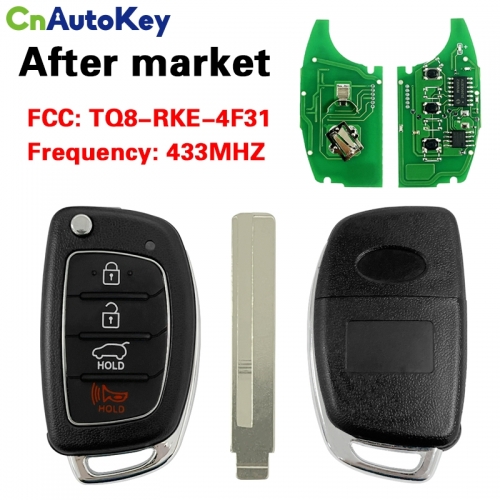 CN020335 433MHz 4D60 Chip PN: 95430-2W110 FCC ID: TQ8-RKE-4F31 Flip Remote Key Fob Hyundai Santa Fe 2015 2016 2017 2018 2019
