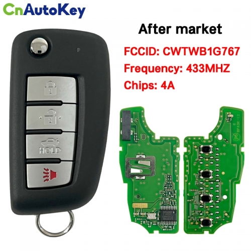 CN027114 4 Buttons Remote Flip Key Fob For Nissan ROGUE 14-17 CWTWB1G767 PCF7961M 433mhz Keyless Entry Remote Fob