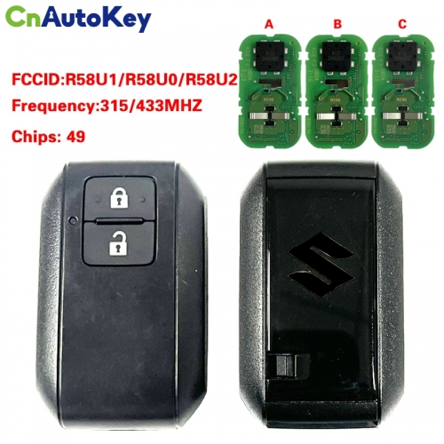 CN048035 315/433 MHz 49chip FCCID R58U1/R58U0/R58U2 Smart keyless For Suzuki 2 Buttons Remote Key Fob