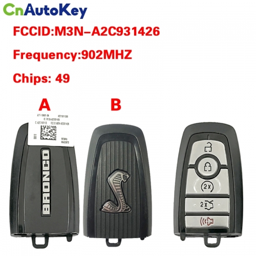 CN018112 2020 Ford Mustang Cobra 2 Way Smart Key 5B Trunk / Starter - M3N-A2C931426 - 902 MHz