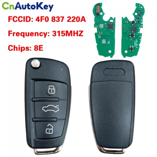 CN008064 Car key 3 Button 315MHZ 8E Chip For audi A6 Q7 4F0 837 220A