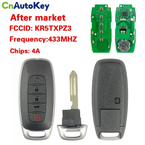 CN027106 FOR Nissan Pathfinder 2023 Smart Key Remote 4+1 Buttons 433 MHz 4A Chip FCC ID: KR5TXPZ3 P/N: 285E3-7LA7A