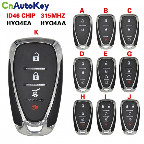 CN014107 Car Remote Control Key For Chevrolet Camaro Equinox Cruze Malibu Spark HYQ4EA HYQ4AA ID46 PCF7952 315MHZ