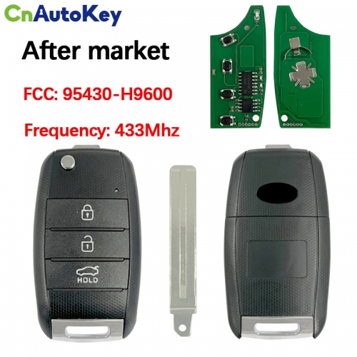 CN051027 Original KIA Rio Genuine Flip Remote Key 2018 3 Buttons 433MHz 4D60 80BIT 95430-H9600