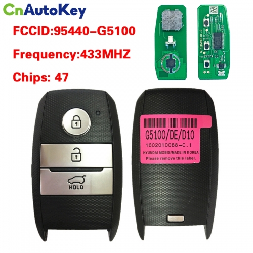 CN051043 Genuine KIA Niro Genuine Smart Key Remote Blade 2016 3 Button 433MHz 95440-G5100 47 Chip