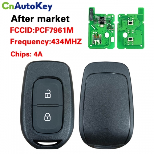 CN010058 2 Button Remote Smart Car Key 433MHZ 4A PCF7961M Chip VAC102 Uncut Blade for Renault Sandero Dacia