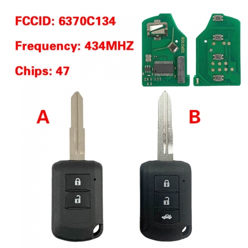 CN011031 Mitsubishi Eclipse 2014+ Key Head Remote, 2Buttons, J166E HITAG3 PCF7961XXT, 433MHz, MIT11R 6370C134