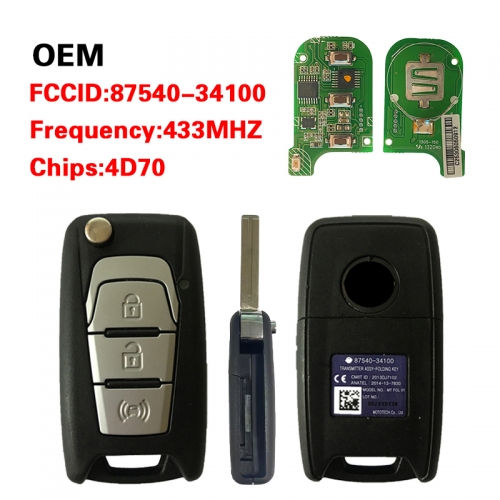 CN096003 ORIGINAL Flip Key for SsangYong 3Buttons Frequency 433 MHz 4D70 87540-34100