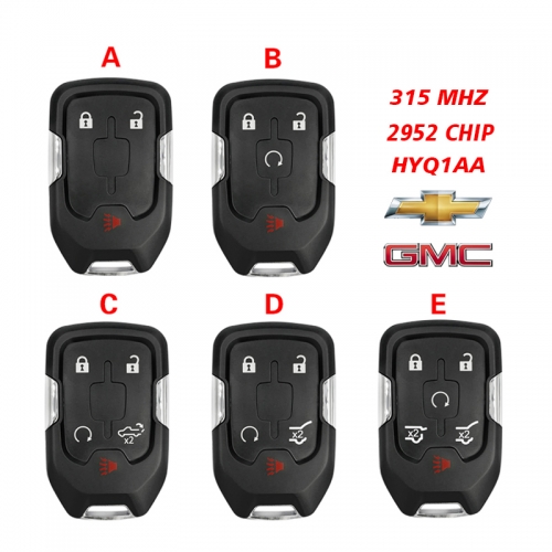 CN019018 for GMC Yukon XL Denali for Chevrolet Suburban Tahoe 2015-2019 Remote Key 2952 Chip 315mhz Fob FCC ID HYQ1AA 13508280 13580804 13508278