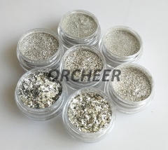 Magic silver mirror effect nail powder