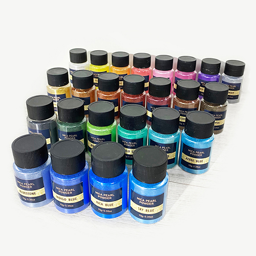 Mica pigment powder in 10g, 5g plastic jar, for Epoxy resin, candle, soap, slime, cosmetics, nails