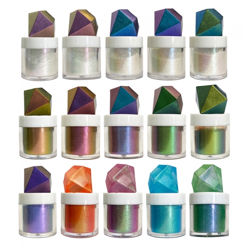 Chameleon mica powder set, color shift pigment powder kit