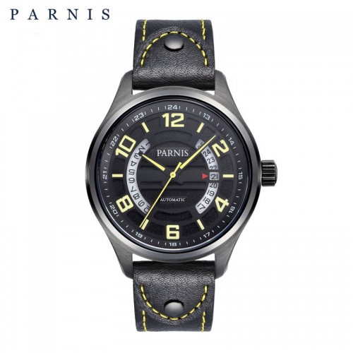 Parnis Sapphire Japan Automatic Men Mechanical Watch Hollow Dial Luminous Marker