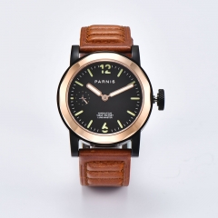 PVD Case, Rose Gold Bezel, Brown Strap