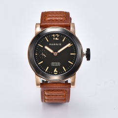 Rose Gold Case, Black Bezel, Brown Strap