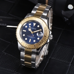 Stainless Gold Band, Blue Dial