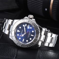 Stainless Band, Blue Dial, Silver Bezel