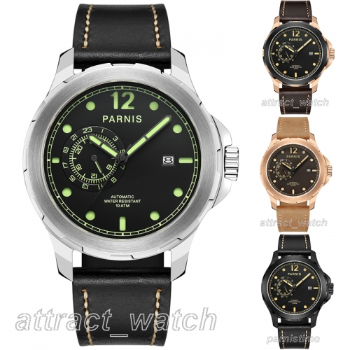 44mm Parnis Sapphire Miyota Automatic Movement Men's Watch 24-hours Small Dial