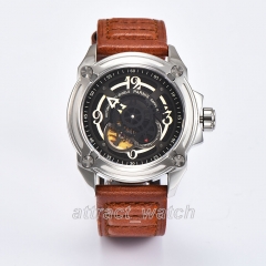 Stainless Steel Case, Brown Strap