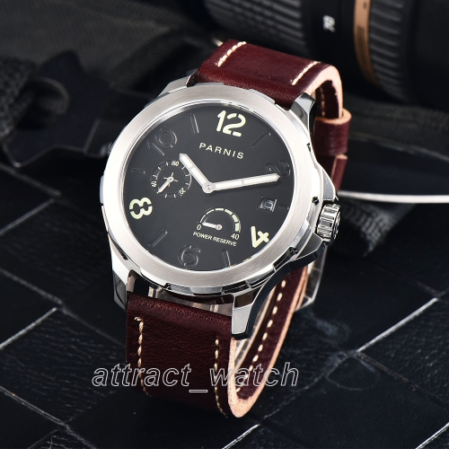 44mm Parnis Sapphire Glass Power Reserve Automatic Movement Men Mechanical Watch